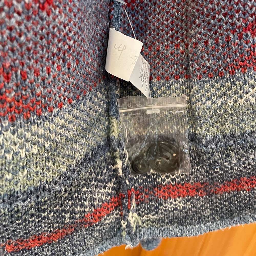 Lucky Brand Red and Blue Aztec Knit Cardigan - Picture 3 of 4